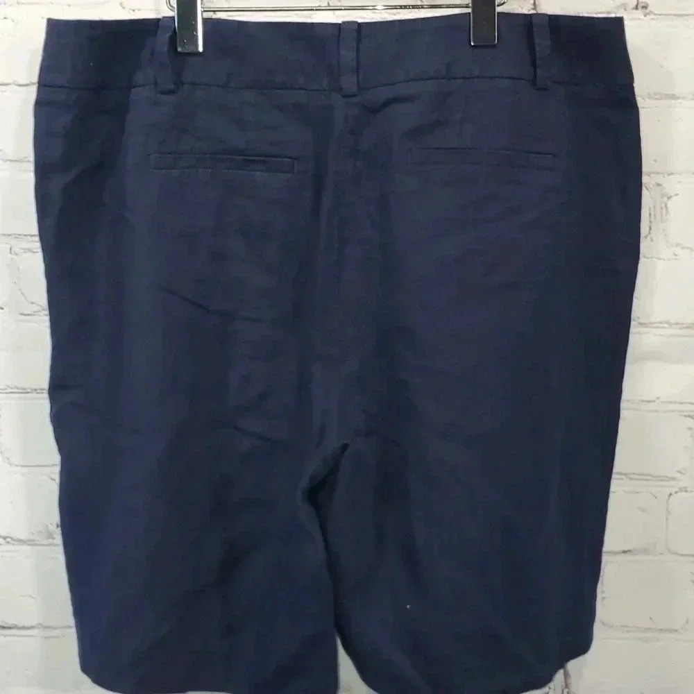 Talbots Bermuda Dark Navy 100% Linen Shorts Womens Size 16 - Picture 6 of 13